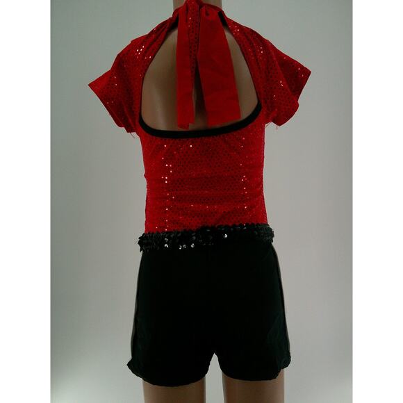 Dance Costume Gallery 15388 Medium Child Red Unitard Jazz Sequin Hip Hop Sports - Picture 3 of 3